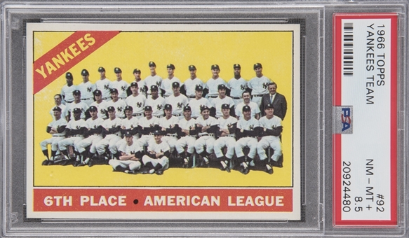 1966 Topps #92 New York Yankees Team – PSA NM-MT+ 8.5 